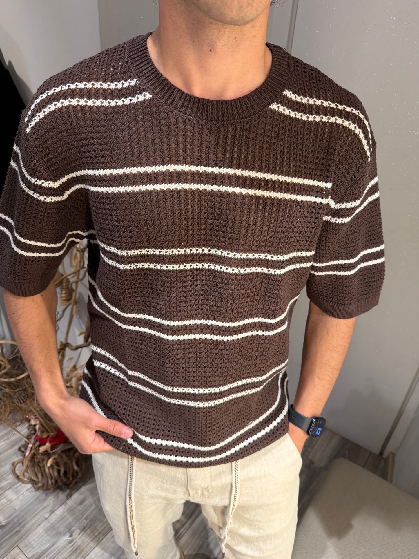 MAGLIA GIROCOLLO TRAFORATA OVERSIZE