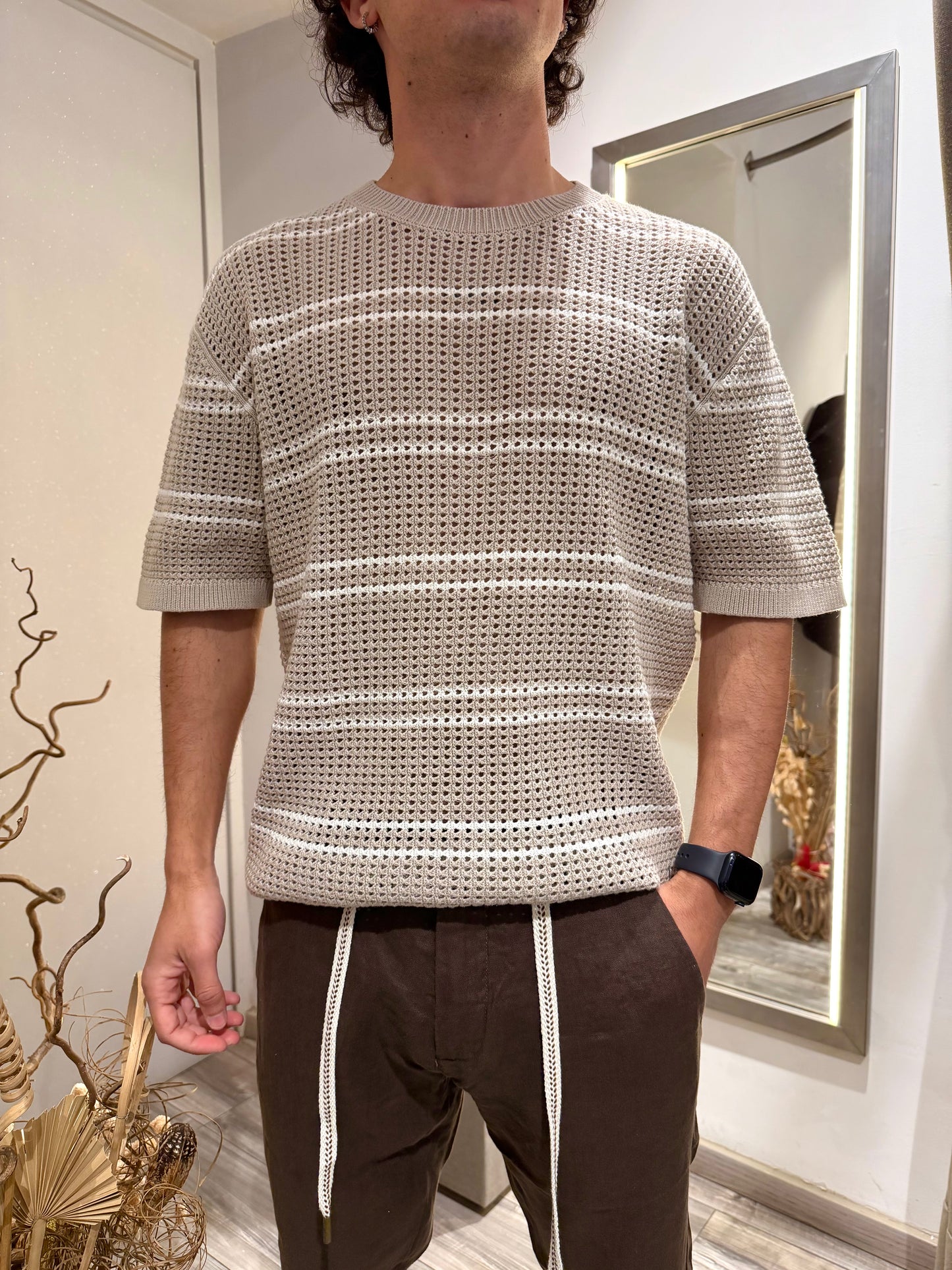 MAGLIA GIROCOLLO TRAFORATA OVERSIZE