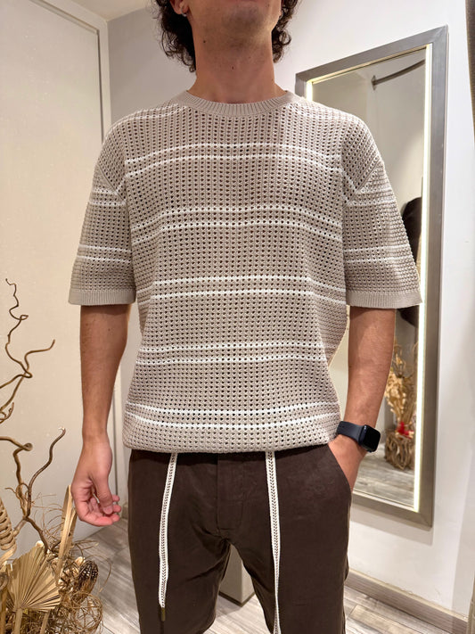 MAGLIA GIROCOLLO TRAFORATA OVERSIZE