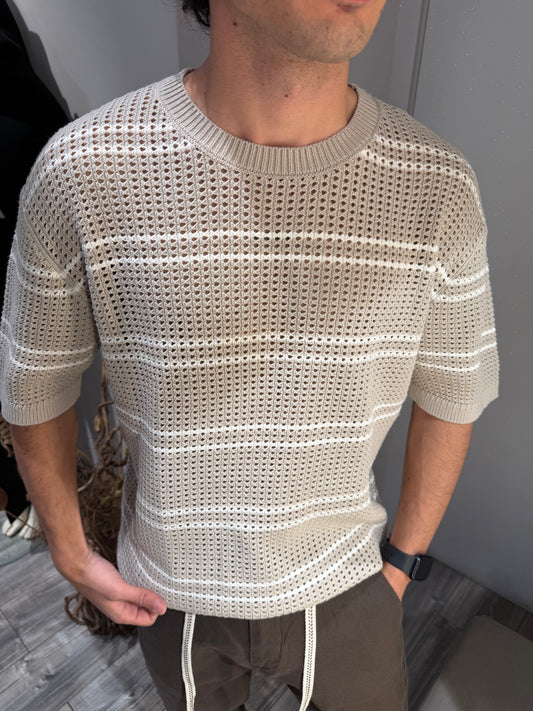 MAGLIA GIROCOLLO TRAFORATA OVERSIZE