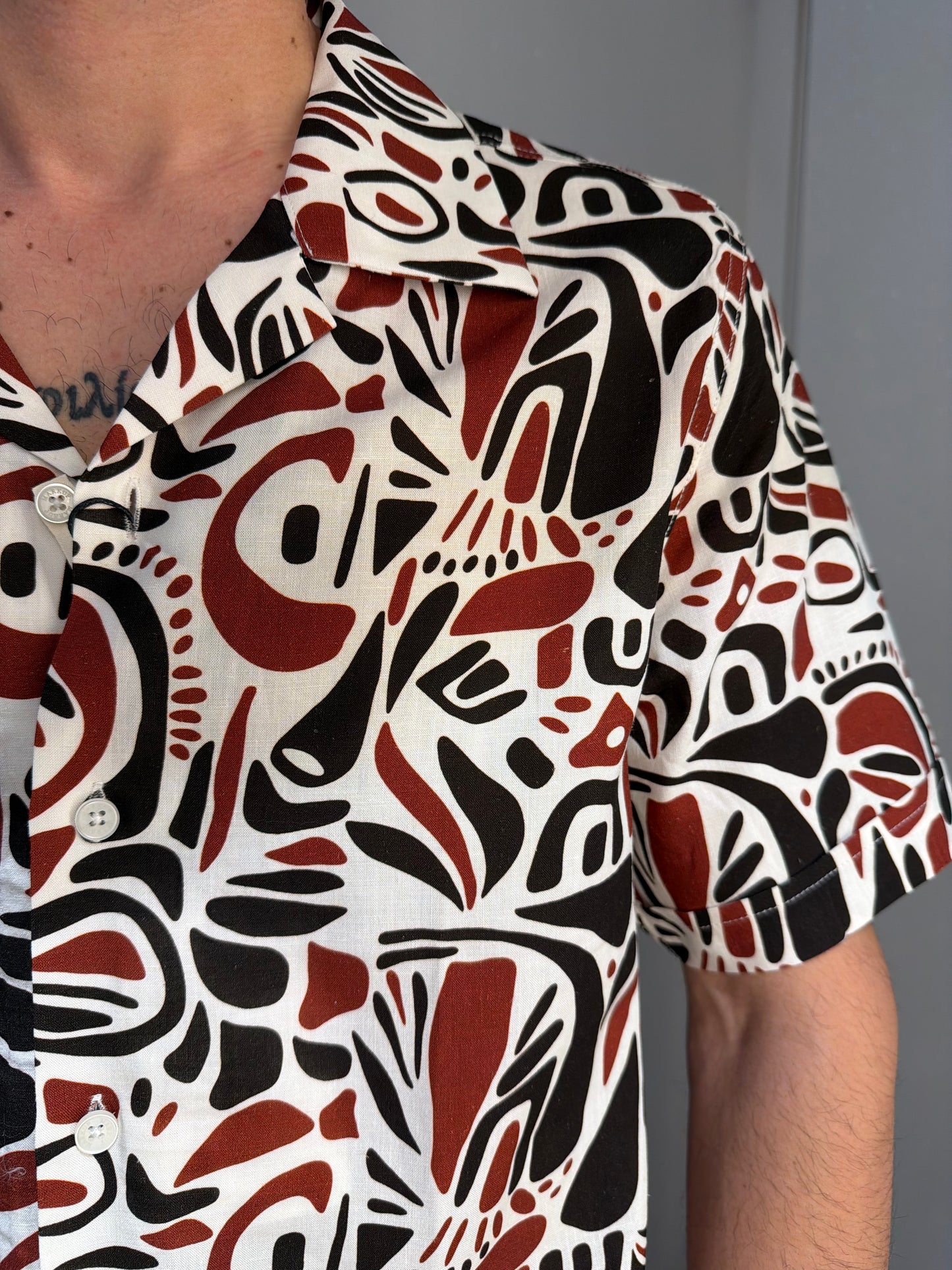 CAMICIA LINO FANTASIA COLLO RIVIERA