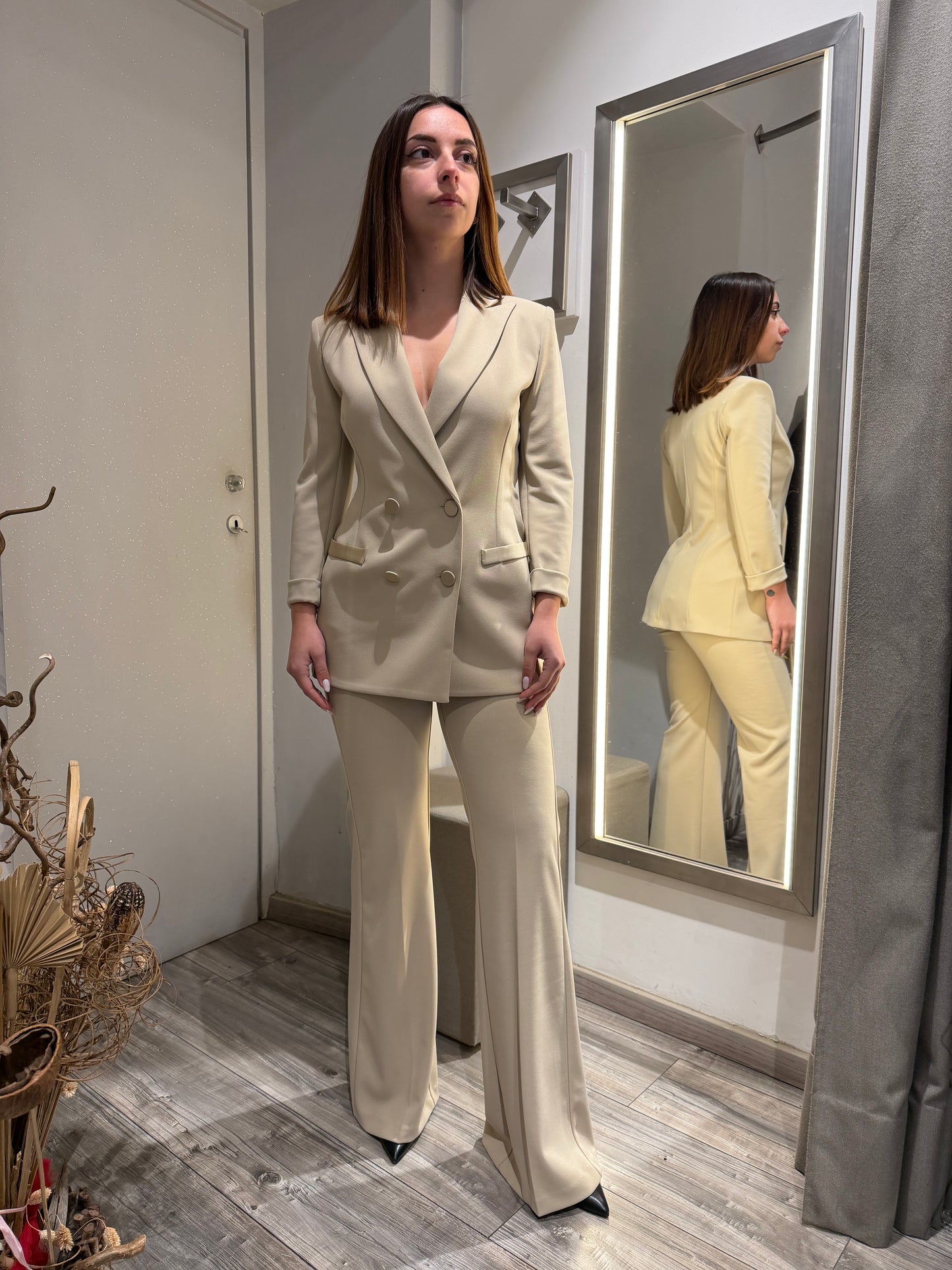 TAILLEUR DOPPIOPETTO RASO PLATINO
