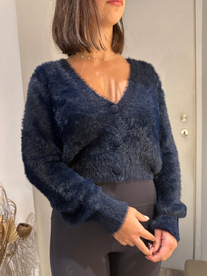 CARDIGAN PELOSINO BLU