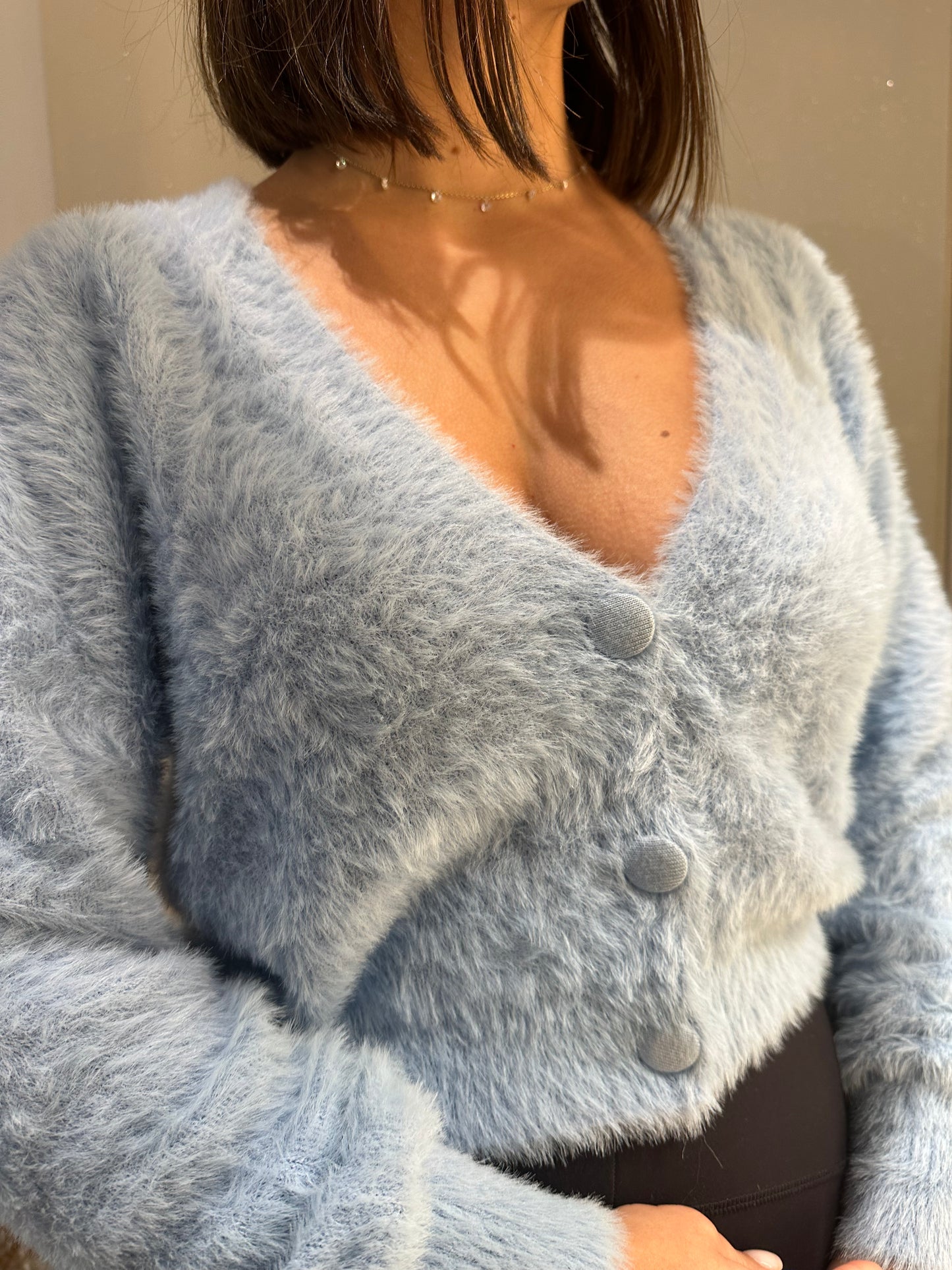 CARDIGAN PELOSINO AZZURRO