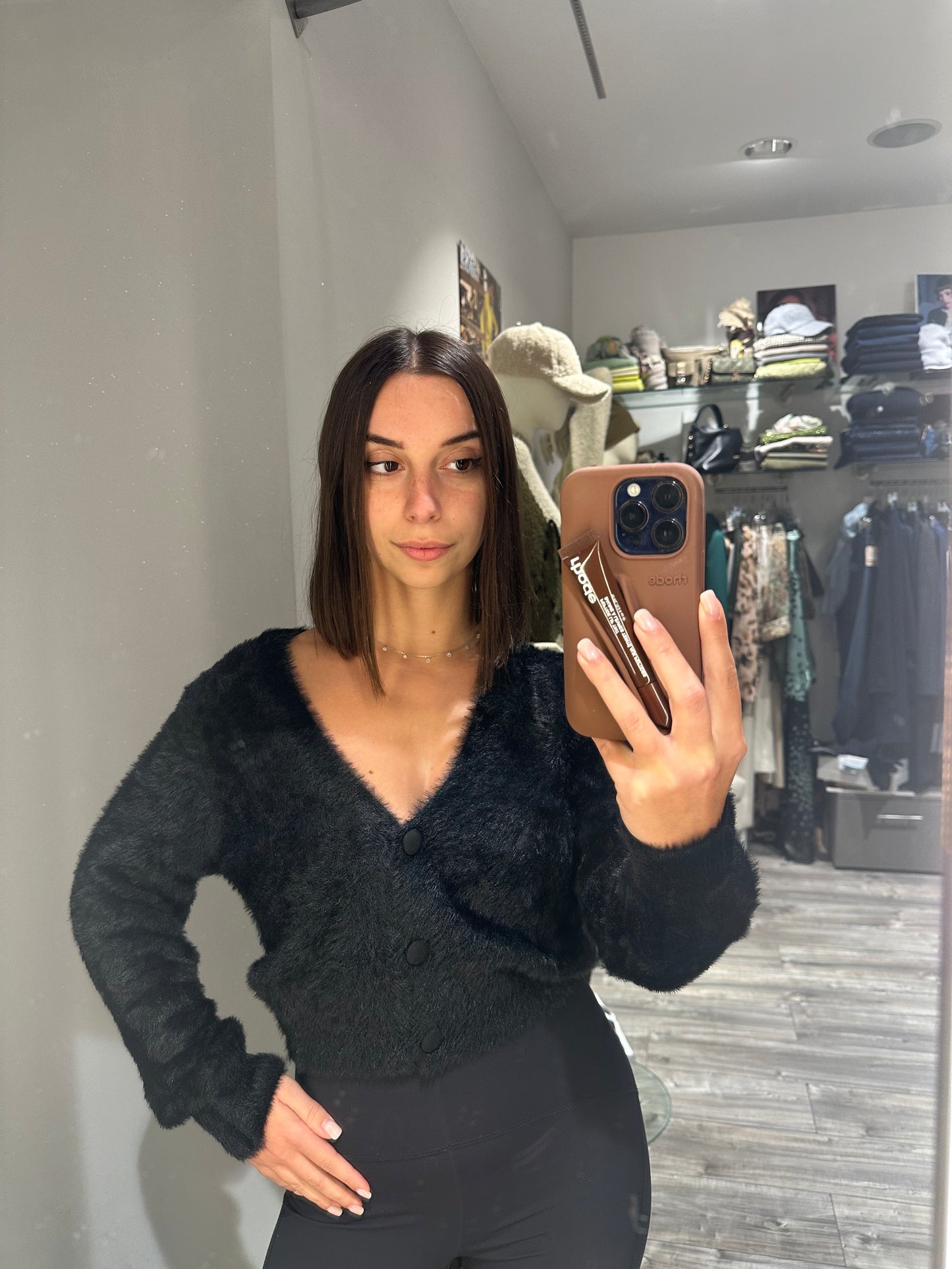 CARDIGAN PELOSINO NERO