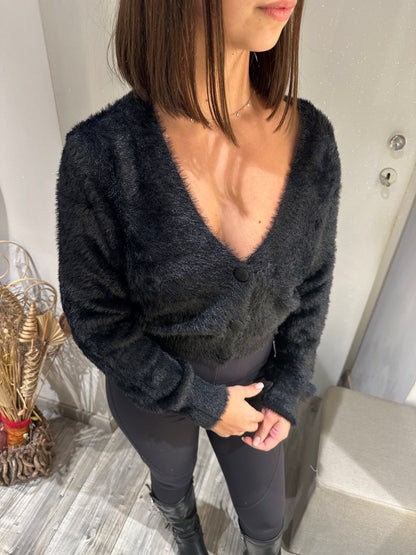 CARDIGAN PELOSINO NERO