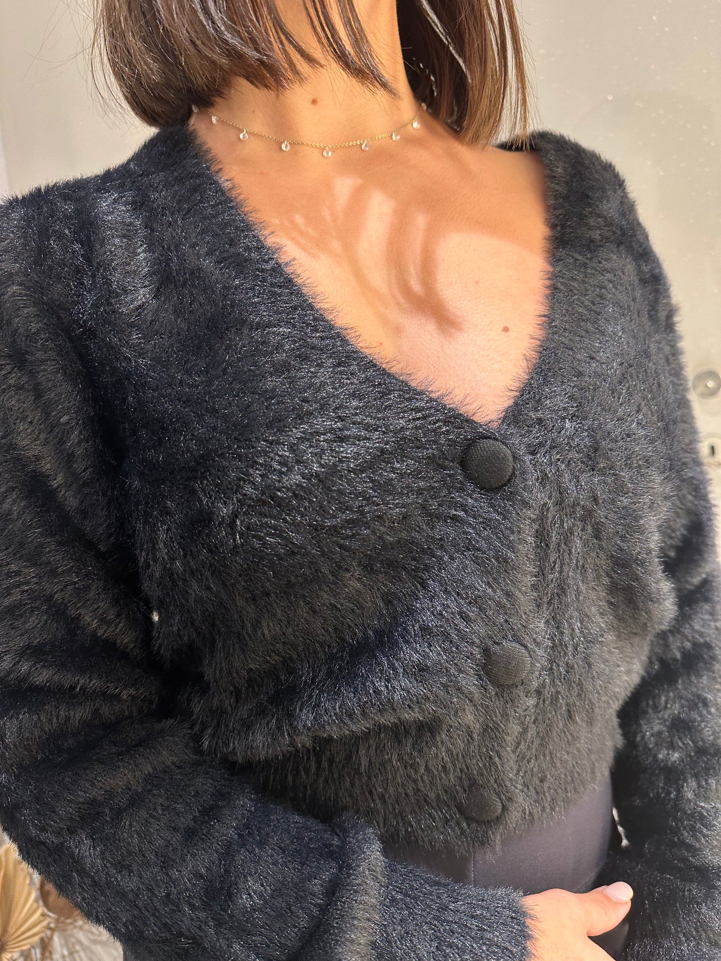 CARDIGAN PELOSINO NERO