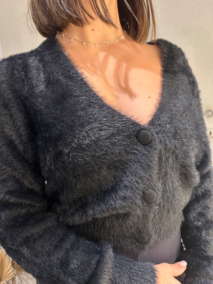 CARDIGAN PELOSINO NERO