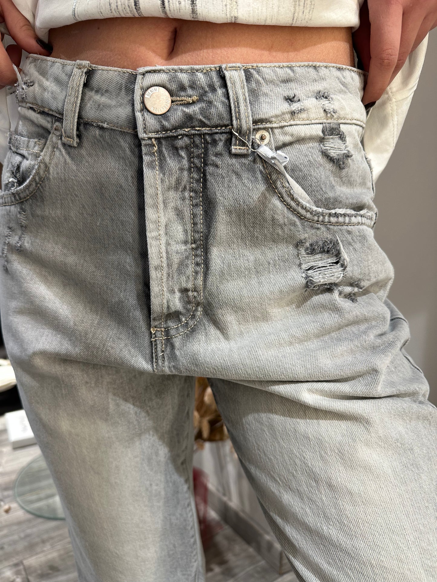 JEANS GRIGIO MICRO ROTTURE