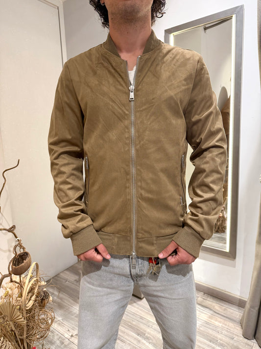 GIUBBOTTO BOMBER EFFETTO CAMOSCIO CAMEL