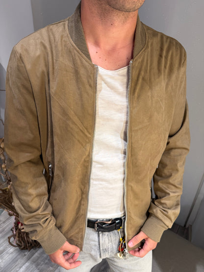 GIUBBOTTO BOMBER EFFETTO CAMOSCIO CAMEL
