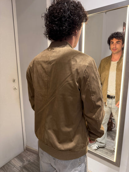 GIUBBOTTO BOMBER EFFETTO CAMOSCIO CAMEL