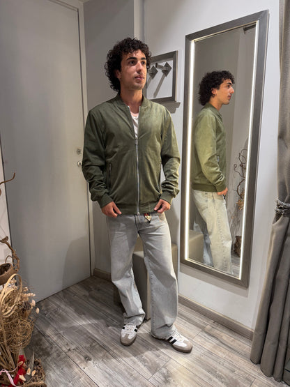 GIUBBOTTO BOMBER EFFETTO CAMOSCIO MILITARE
