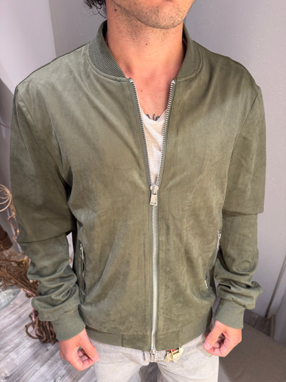 GIUBBOTTO BOMBER EFFETTO CAMOSCIO MILITARE