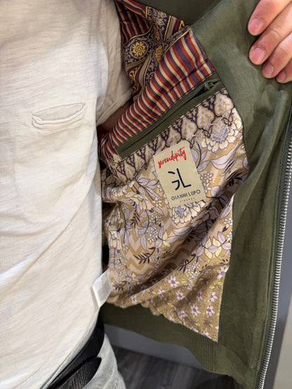 GIUBBOTTO BOMBER EFFETTO CAMOSCIO MILITARE
