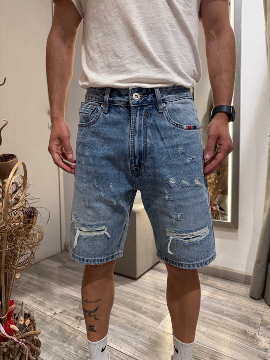 BERMUDA GIANNI LUPO DENIM CON ROTTURE