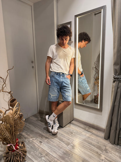 BERMUDA GIANNI LUPO DENIM CON ROTTURE