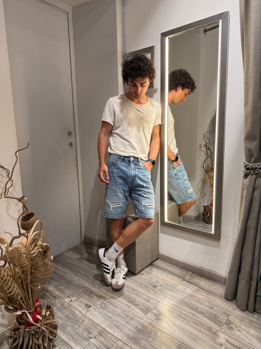 BERMUDA GIANNI LUPO DENIM CON ROTTURE