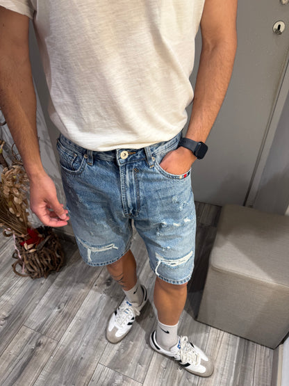 BERMUDA GIANNI LUPO DENIM CON ROTTURE