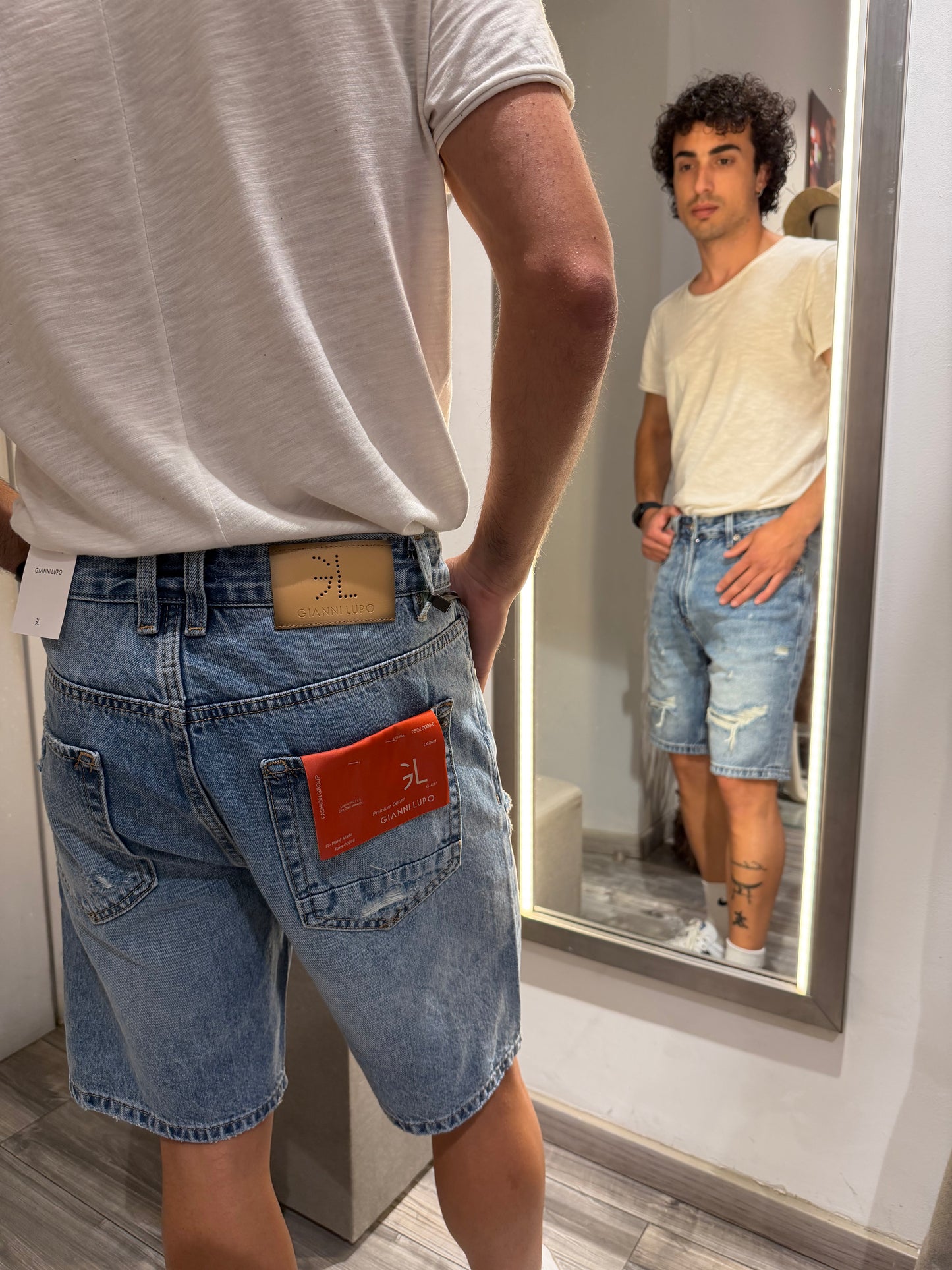 BERMUDA GIANNI LUPO DENIM CON ROTTURE