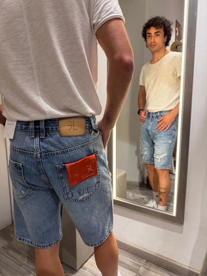 BERMUDA GIANNI LUPO DENIM CON ROTTURE
