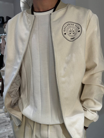 GIACCA COLLEGE BEIGE STAMPA BACK