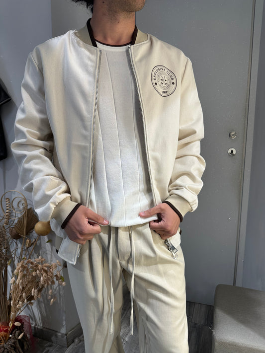 GIACCA COLLEGE BEIGE STAMPA BACK