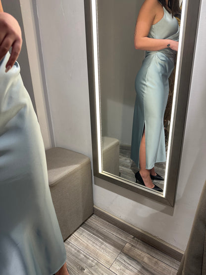 ABITO MIDI DRAPPEGGIATO EFFETTO SATIN SKY