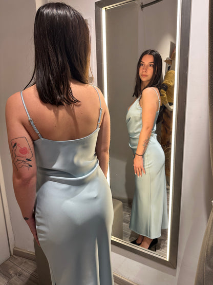 ABITO MIDI DRAPPEGGIATO EFFETTO SATIN SKY