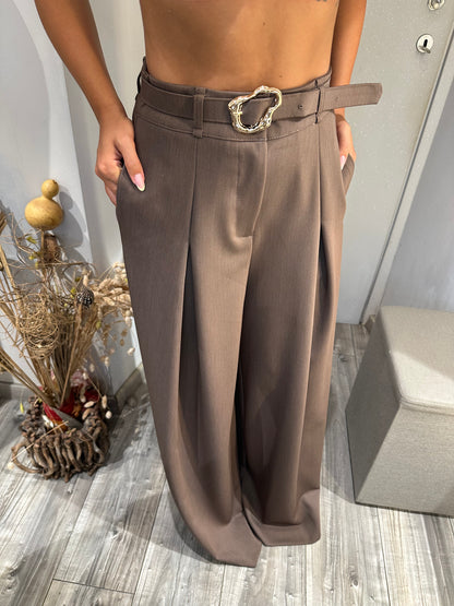 TAILLEUR MONOPETTO PANTALONE AMPIO FANGO