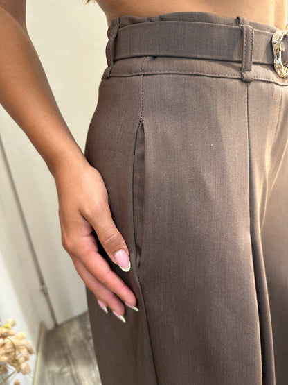 TAILLEUR MONOPETTO PANTALONE AMPIO FANGO