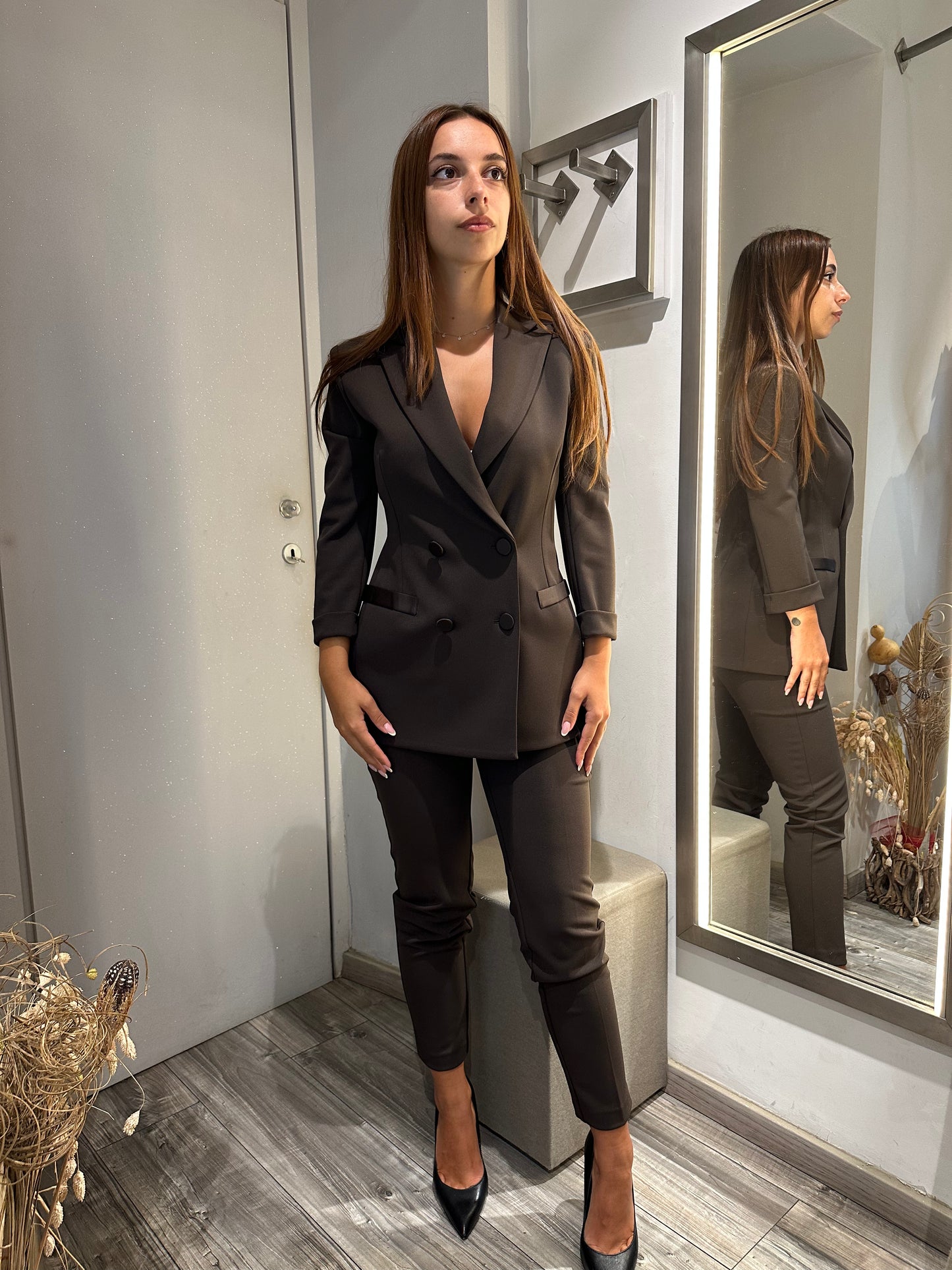 TAILLEUR DOPPIOPETTO RASO MORO