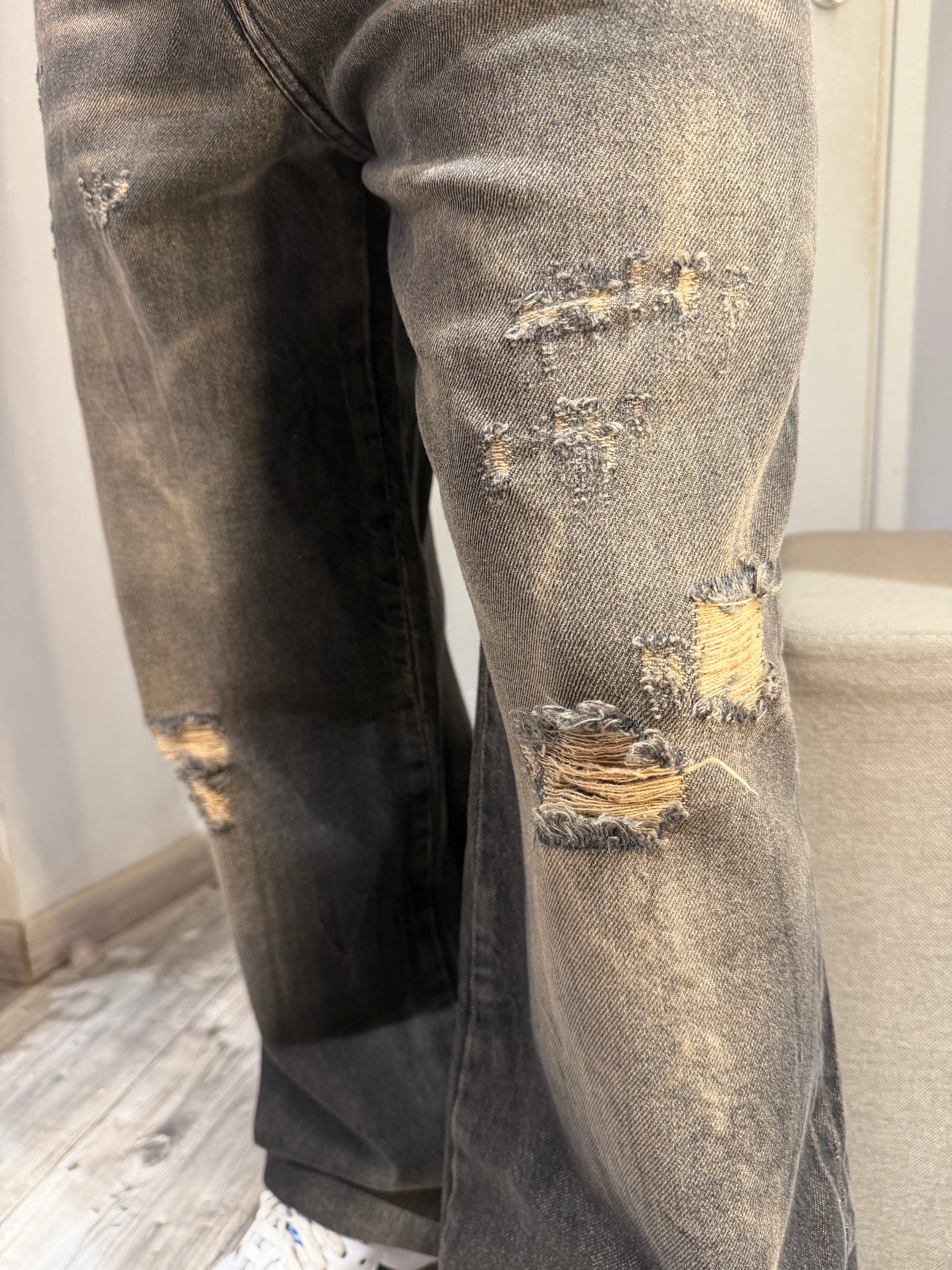JEANS BAGGY-FIT   NERO SABBIATO CON ROTTURE