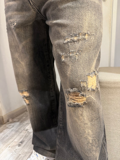 JEANS BAGGY-FIT   NERO SABBIATO CON ROTTURE