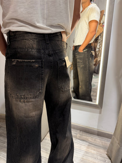 JEANS BAGGY-FIT   NERO SABBIATO CON ROTTURE