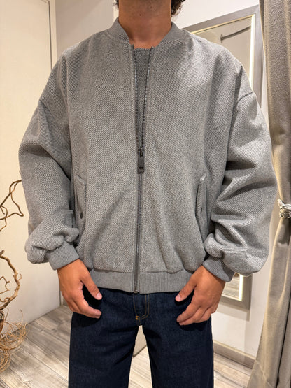 BOMBER CROP IN PANNO CON TASCHE LATERALI