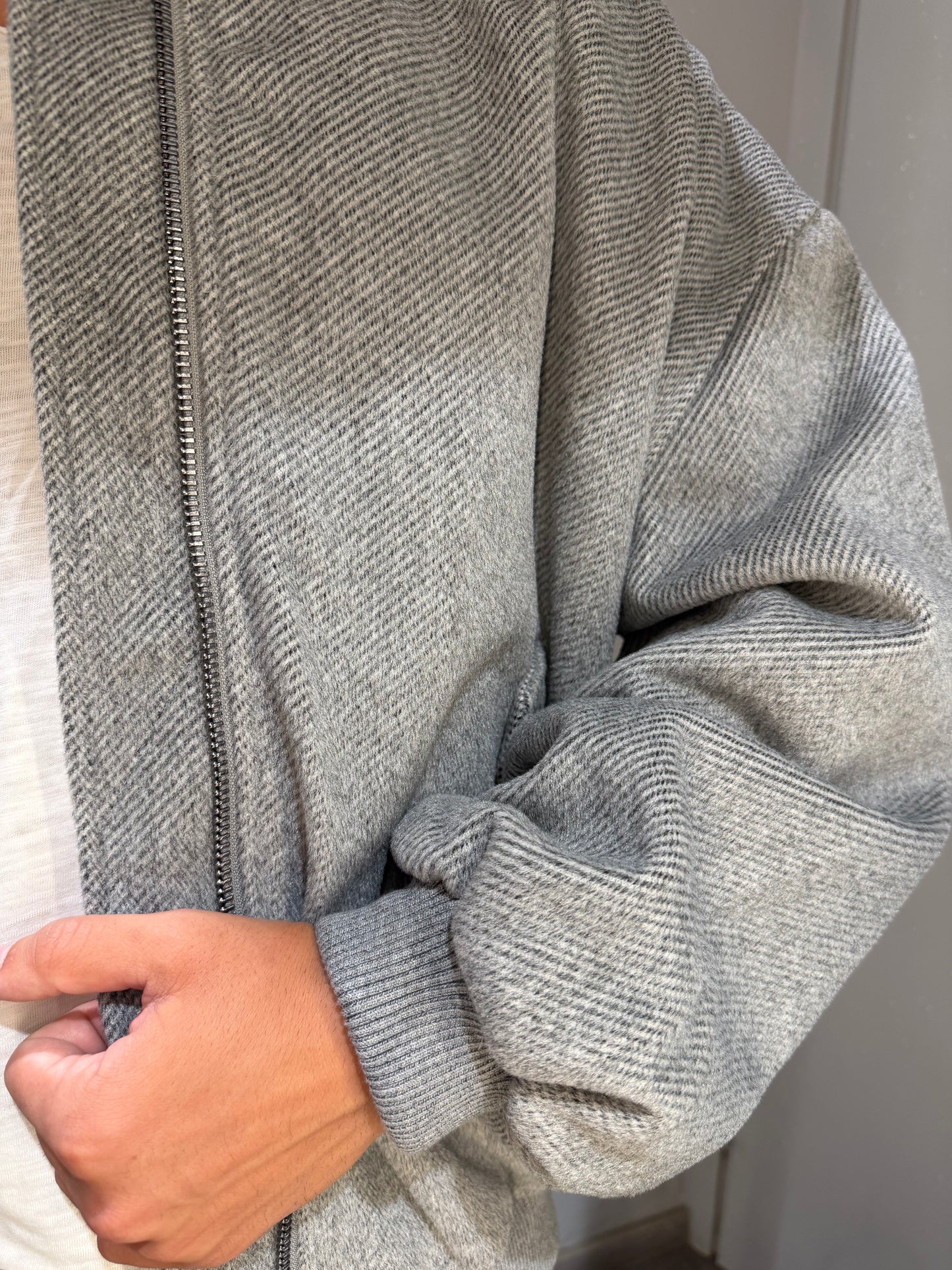 BOMBER CROP IN PANNO CON TASCHE LATERALI