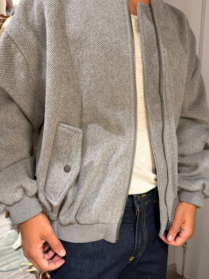 BOMBER CROP IN PANNO CON TASCHE LATERALI