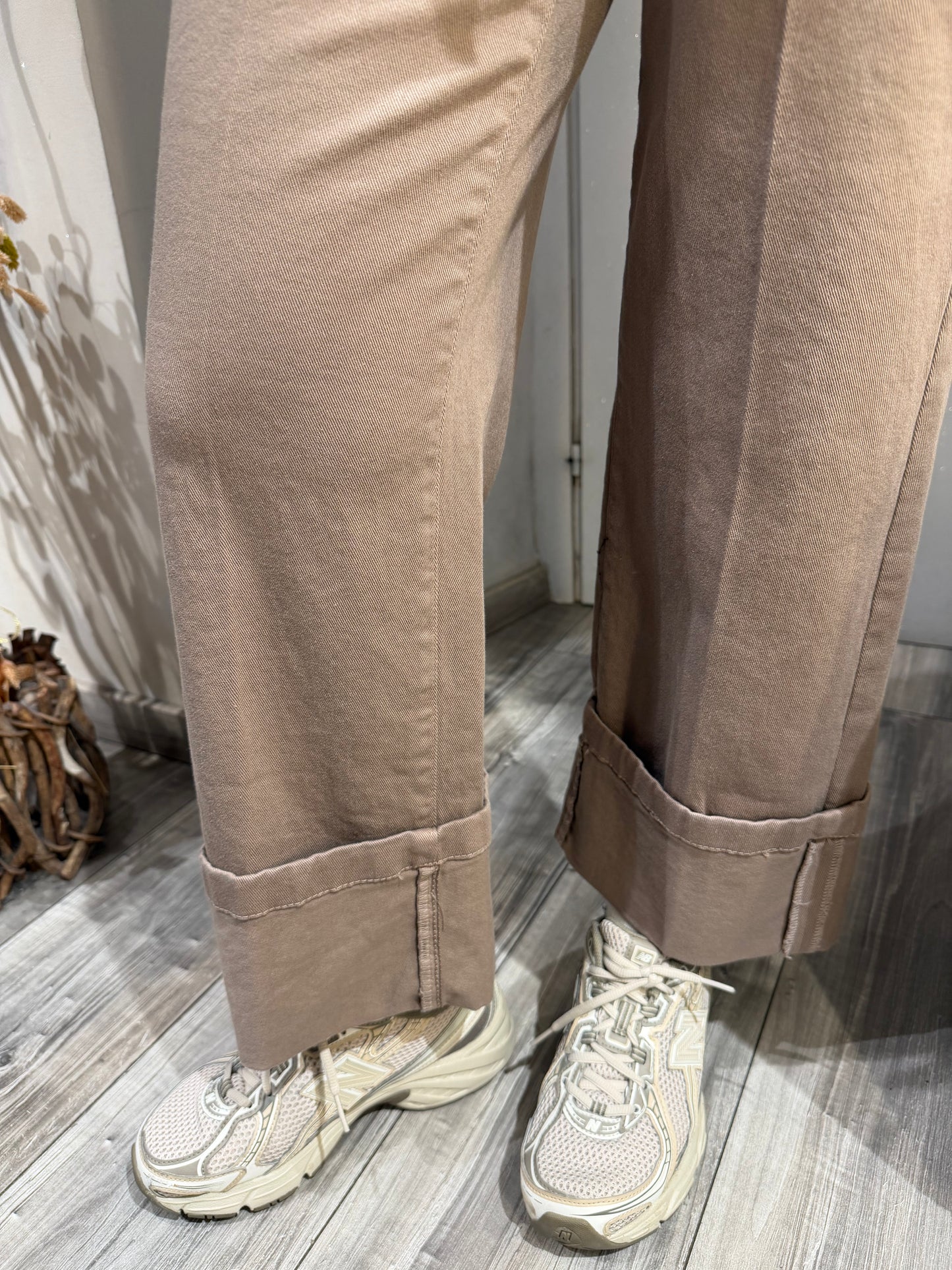 PANTA PALAZZO CON RISVOLTO CIMOSATO TORTORA