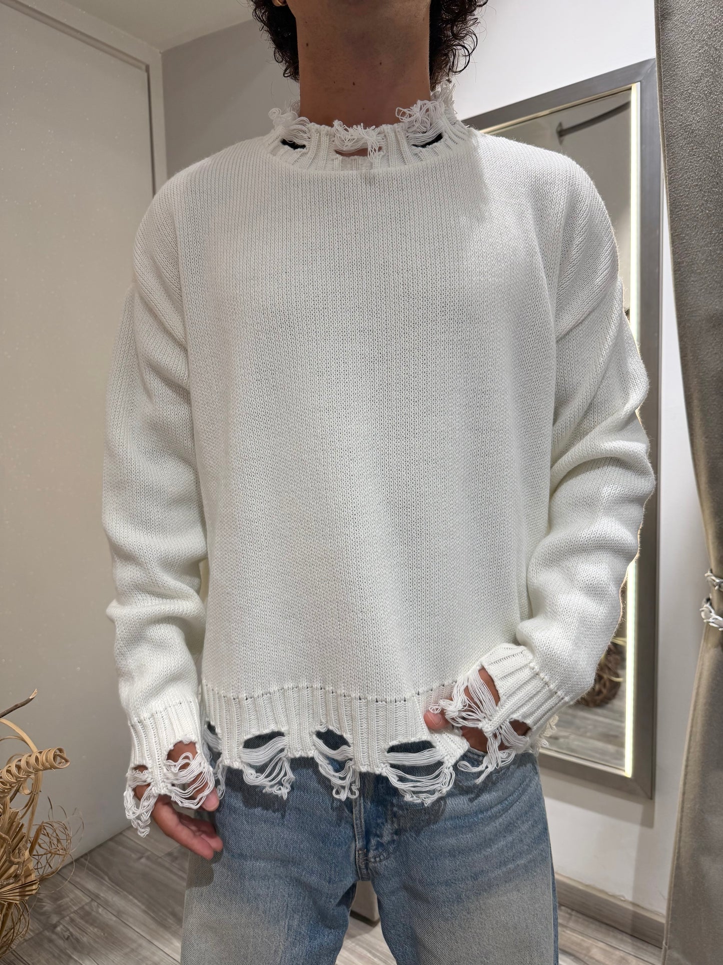 MAGLIONE IMPERIAL STRAPPI PANNA