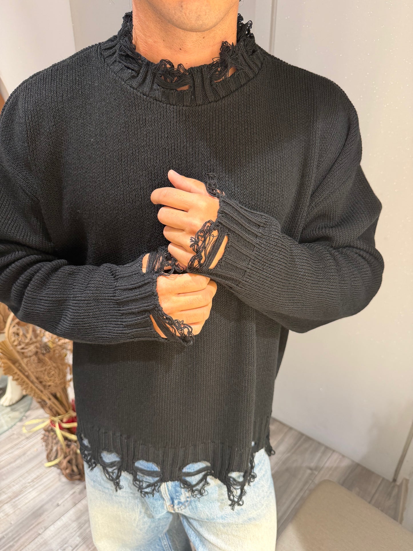 MAGLIONE IMPERIAL STRAPPI NERO
