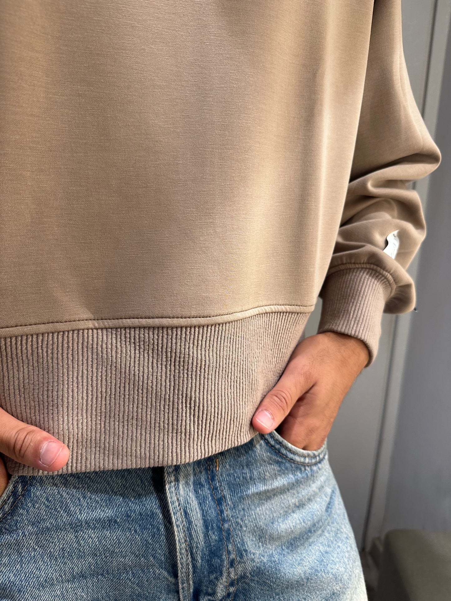 MAGLIA IN VISCOSA CROP IMPERIAL BEIGE