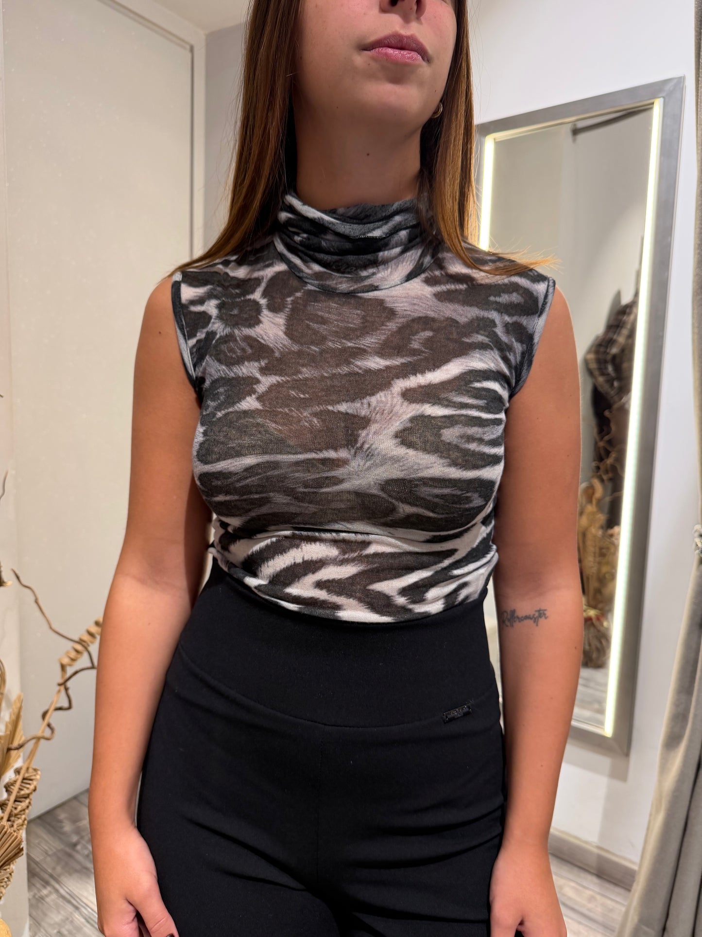 CANOTTIERA DOLCEVITA MISTO CASHMERE ANIMALIER 6201