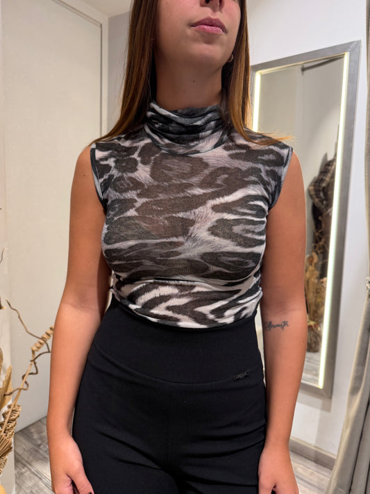 CANOTTIERA DOLCEVITA MISTO CASHMERE ANIMALIER 6201