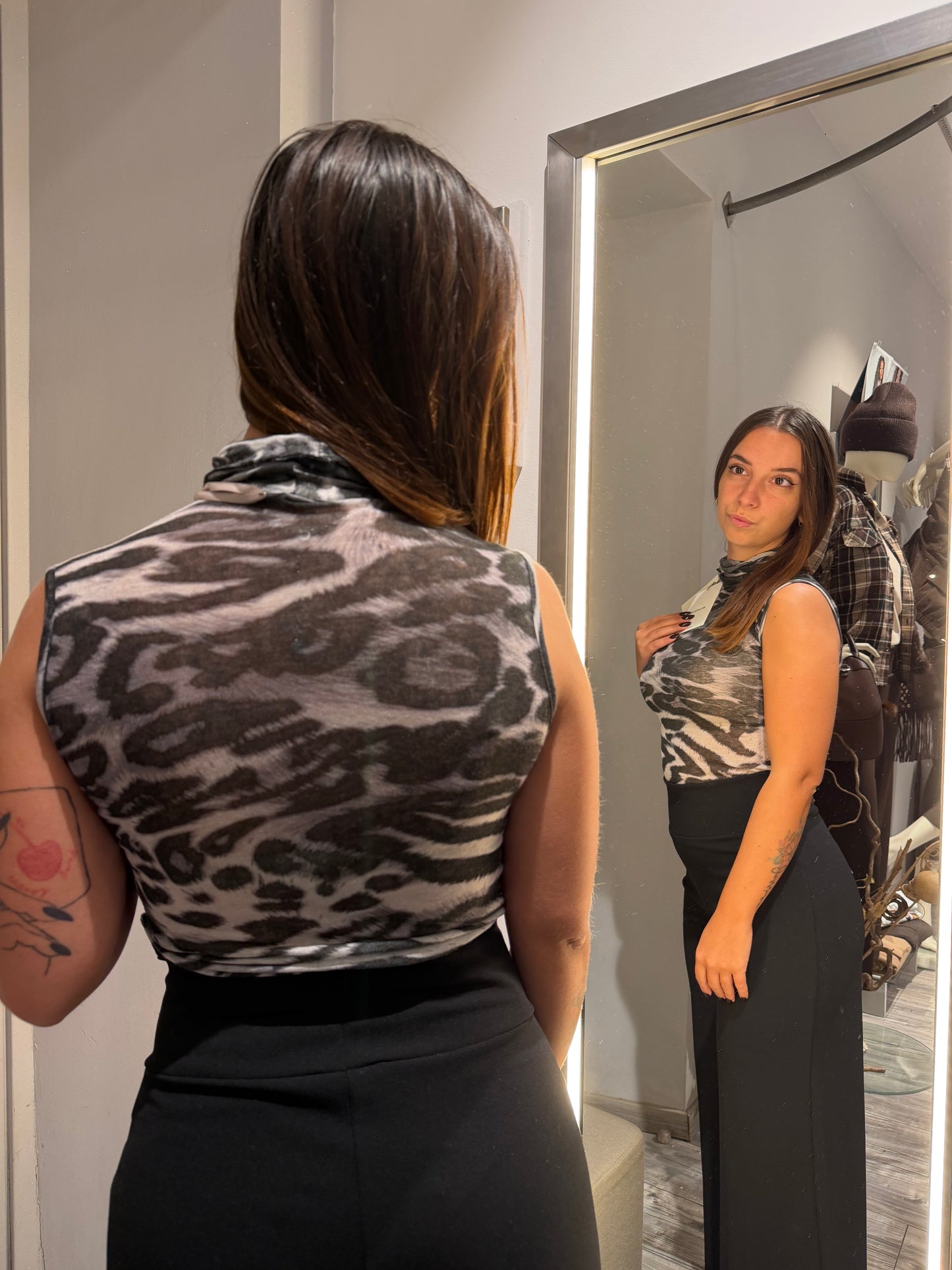 CANOTTIERA DOLCEVITA MISTO CASHMERE ANIMALIER 6201