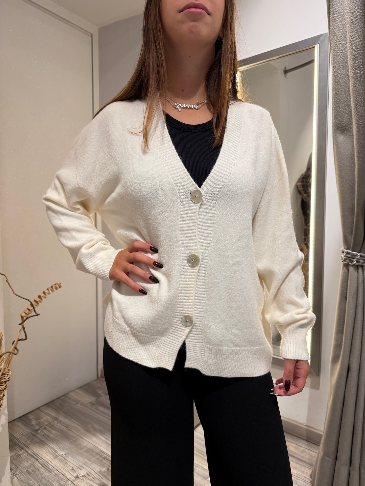 CARDIGAN IMPERIAL OVERSIZE SCOLLO V MARMO