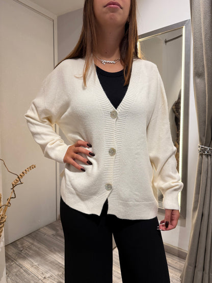 CARDIGAN IMPERIAL OVERSIZE SCOLLO V MARMO