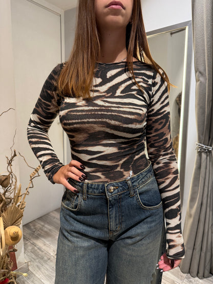 MAGLIA GIROCOLLO MISTO CASHMERE ANIMALIER 401sm