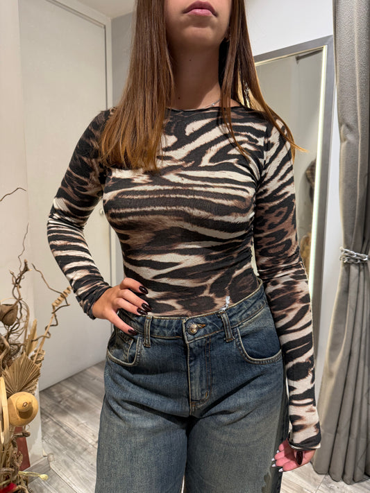 MAGLIA GIROCOLLO MISTO CASHMERE ANIMALIER 401sm