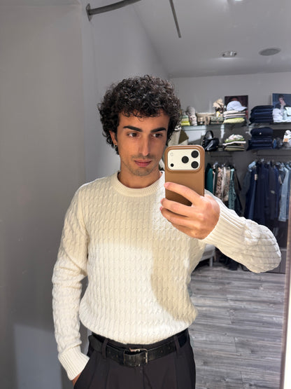 MAGLIA CINIGLIA FANTASIA TRECCIA PANNA